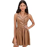 alice + olivia Women's Emmy Faux Leather Flared Mini Dress
