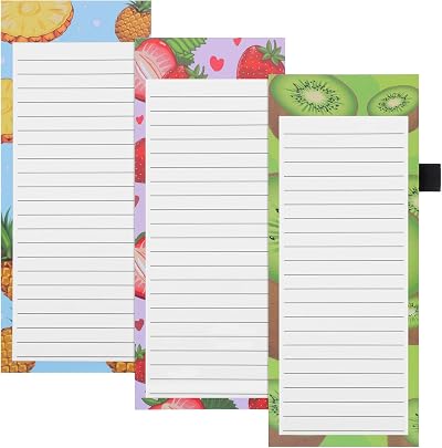 Thboxes 3 Pack Magnetic Fridge Shopping List Pad 180 Sheets 21x9cm With Pen Loop
