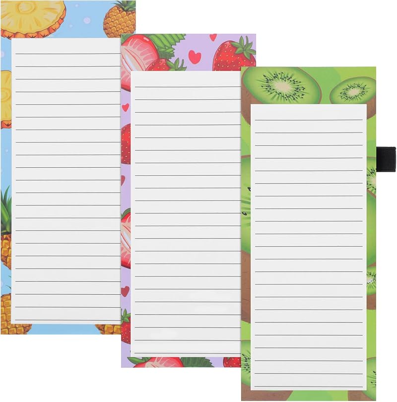 Thboxes 3 Pack Magnetic Fridge Shopping List Pad 180 Sheets 21x9cm With Pen Loop