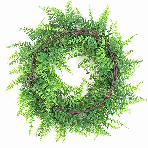 Fycooler Faux Boston Ferns Plant Artificial Vines Hanging Leaves Greenery Garland Artificial Plats 6.2 Feet in Length for Wedding Backdrop Arch Wall Decoration Garden Home Decor