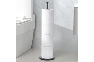 NIFFGAFF Toilet Paper Holder Stand(with Reserve Function), Free-Standing Spare Rolls Storage Holder, Stainless Steel, Modern Design