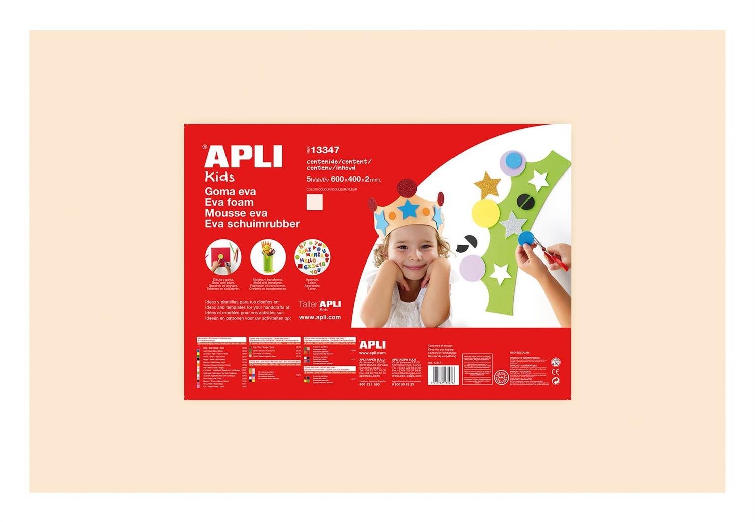 APLI Kids 13347- EVA Rubber Leather Light 600 x 400 mm 5 Sheets