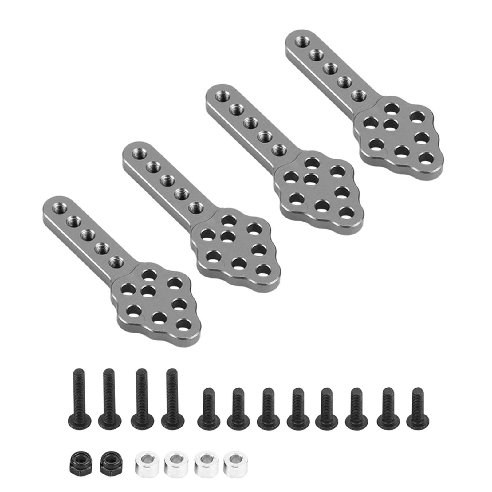 RC Car Shock Absorber Mount, 4 Pcs/Set Shock Absorber Damper Mount Plate Adjustable Height for 1/10 Crawler Car Accessory Parts(Titanium Color)