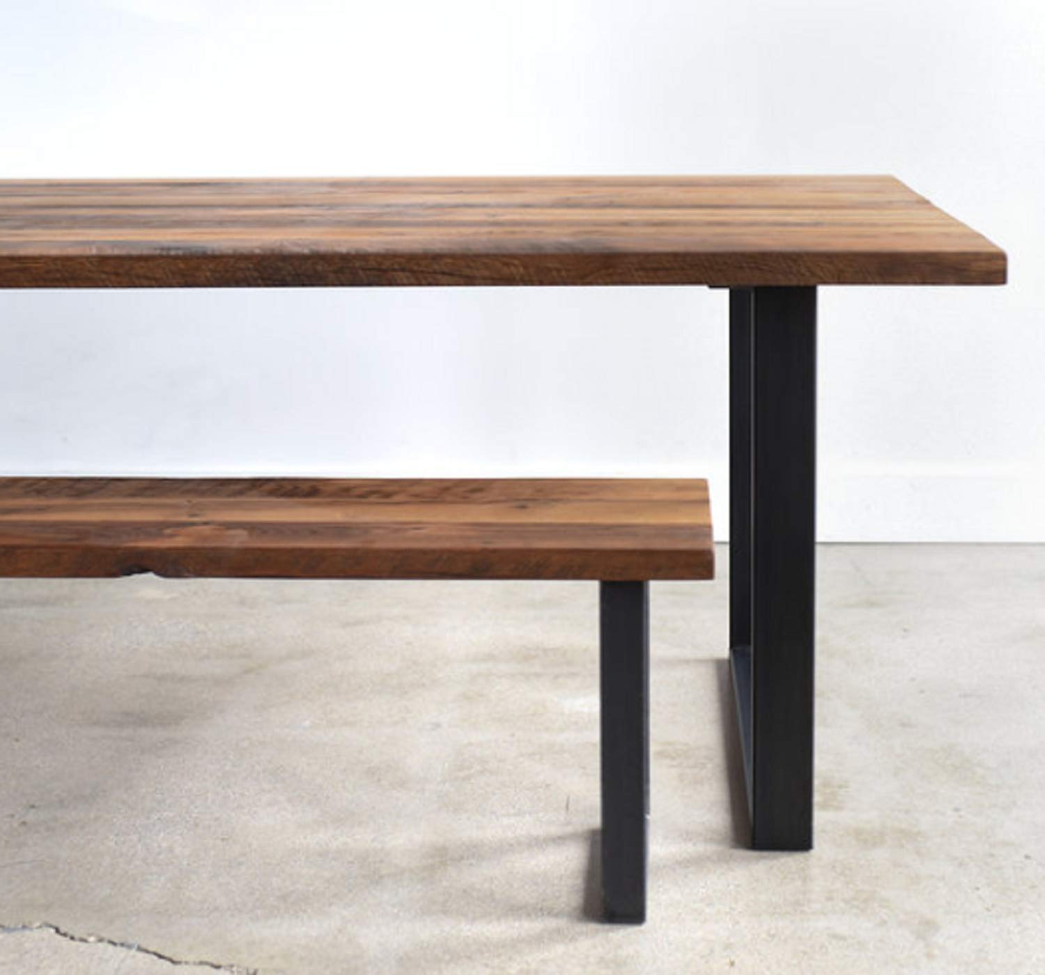 Tsk Iron Wood Furniture Metal Frame Solid Sheesham Wood Top Dining Table With 1 Bench Workstation Desk For Home Office Dining Room Living Room Black