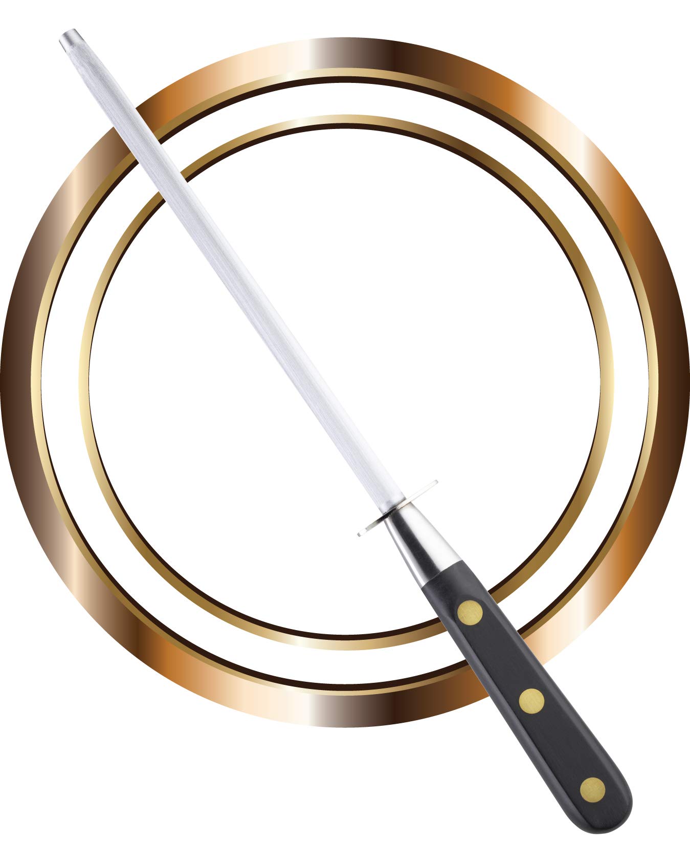 Veritable Sabatier Sharpening Honing Steel - High Chrome Steel, Full Tang, Triple Rivet, Easy Grip Handle. Keeping Kitchen, Butchers & Commercial Knives Conditioned. Sharper, Longer. Made in France