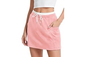 HERBATOMIA Women's Athletic Skirt High Waisted A Line Casual Golf Tennis Drawstring Skorts for Women with Pockets