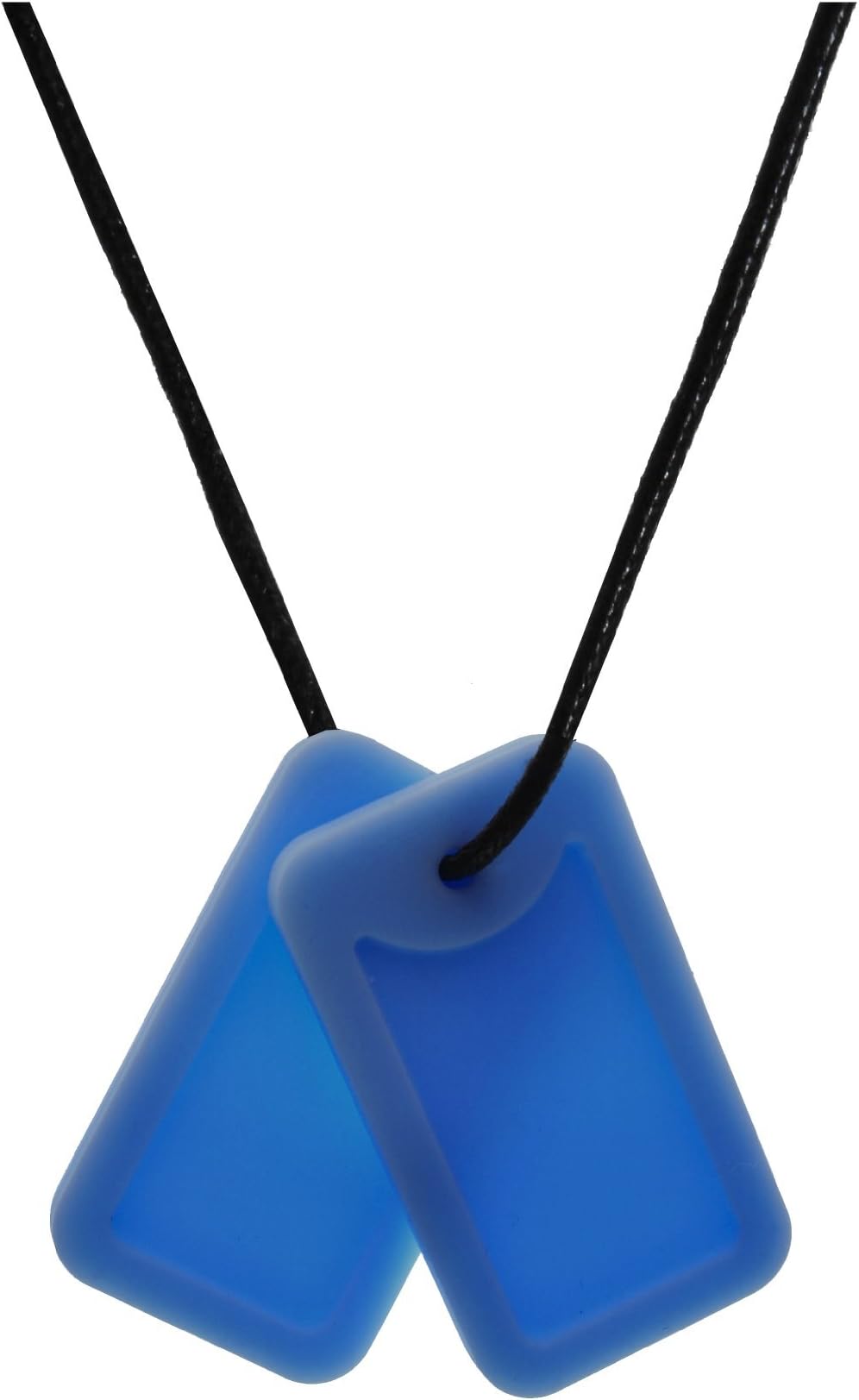 Chewigem Super Soft, Smooth, Discreet, Chewable Necklace & Sensory Chew - Mild Mod chewers - designed for Anxiety Reduction & Improved Focus. Created as a calming aid for Sensory Processing Difficulties - Autism - ADHD (Dog tag Pendant - Blue)