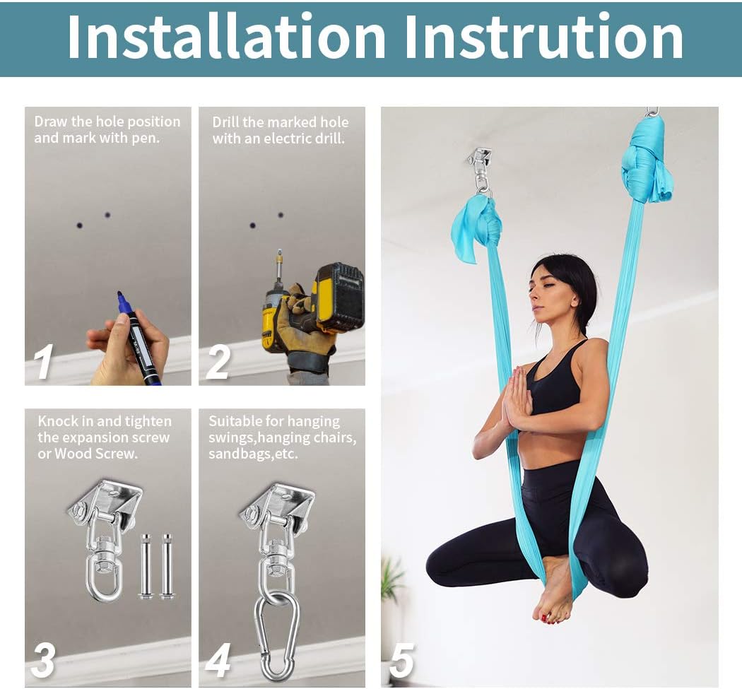 Newtion Innovative 1100 LB Capacity 2 PCS Stainless Steel 304 Heavy Duty Swing Hangers & Snap Hooks for Concrete Wooden Sets Trapeze Yoga Swingset Hammock Swing: Sports & Outdoors