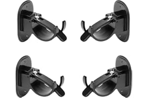 Curtain Rod Bracket Black Support - Heavy Duty ABS & Stainless Steel Wall Mount Holder for Round Rods up to 1.58 Inches