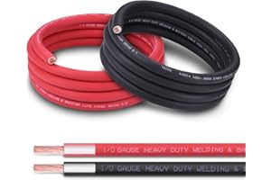 Shirbly 1/0 AWG Battery Cable 10FT Red+Black - 1/0 Gauge Pure Copper OFC Welding Cable (Upgraded with Thicker Insulation) - Higher Durability for Automotive, Battery, Solar, Generator