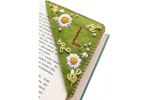 JEJIAKELL 26 Letters Personalized Hand Embroidered Corner Bookmark, Felt Triangle Page Stitched Corner Handmade Bookmark,Unique Cute Flower Letter Embroidery Bookmarks Accessories for Book Lovers (L, Summer)