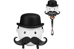 Linkidea Shaver Holder with Self-Adhesive & Suction, Creative Bathroom Hook, Compatible with Gillette Fusion 5, ProGlide, Shield, Harry's 5 Blade (White)