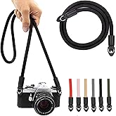 Eorefo Camera Strap Vintage 100cm Nylon Climbing Rope Camera Neck Shoulder Strap for Micro Single and DSLR Camera.(Black)