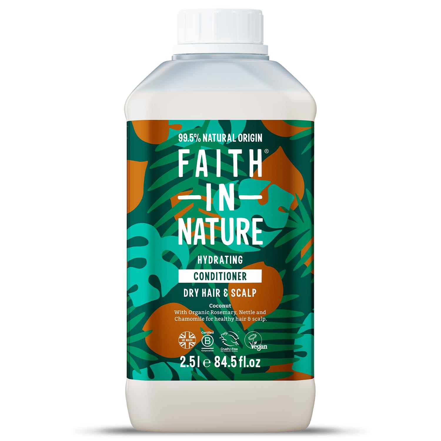 Faith In Nature Organic Coconut Conditioner, Hydrating for Dry Hair & Scalp, Vegan & Cruelty Free, No SLS, Silicones or Parabens, 2.5L Refill