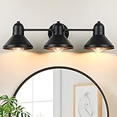 Bathroom Light Fixtures, 3-light Vanity Light Over Mirror, Matte Black Metal Bathroom Light, Modern Farmhouse Rustic Industri