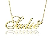 AOLO Sadie Heart Name Necklace 18k Gold Plated