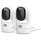 Arlo Essential Indoor Pan Tilt Security Camera 2K (2025 Release) - Wired Plug-in Power, Person Recognition, Animal Detection, Animated Preview, 1-Month Secure Plan, Auto Motion Tracking, 2 Cam, White