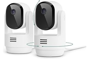 Arlo Essential Indoor Pan Tilt Security Camera 2K (2025 Release) - Wired Plug-in Power, Person Recognition, Animal Detection, Animated Preview, 1-Month Secure Plan, Auto Motion Tracking, 2 Cam, White