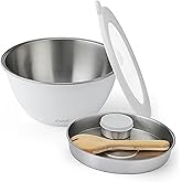 S'well Stainless Steel Salad Bowl Kit XL 184oz, Angel Food, Includes 5oz Canister For Dressing, Serving Utensils, and Removable Tray, Leakproof, Easy to Clean, Dishwasher and Refrigerator Safe