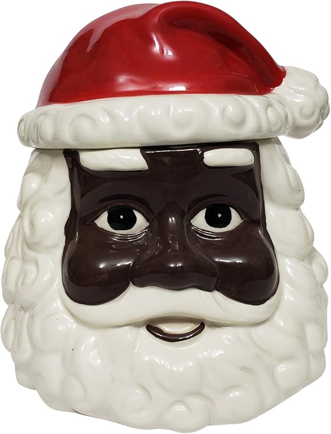 Hand Painted African American Santa Claus Christmas Cookie