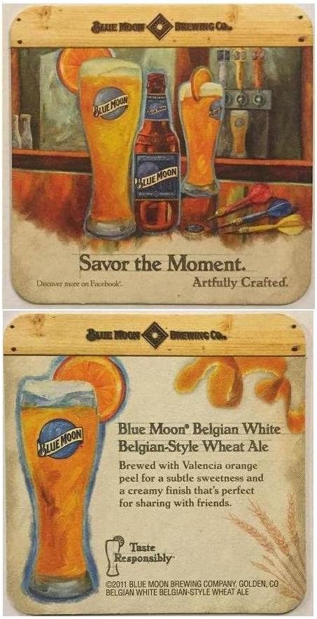 Amazon Com Blue Moon Brewing Co Savor The Moment Artfully Crafted 20 Beer Bar Pub Coasters New Coasters