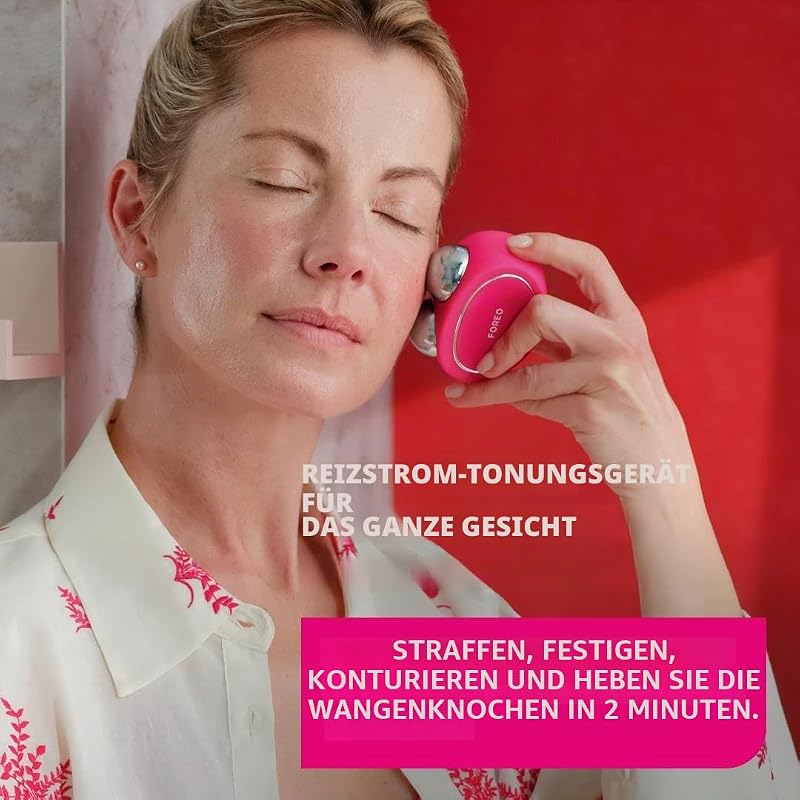 BEAR Smartes Mikrostrom-Facelifting-Gerät - Gesichtsmassagegerät - Gesicht & Jawline Trainer - Gesichtsmassage - Gesichtsroller - Sicher Facelifting - Anti-Aging - Fuchsia, 1 Stück (1er Pack)