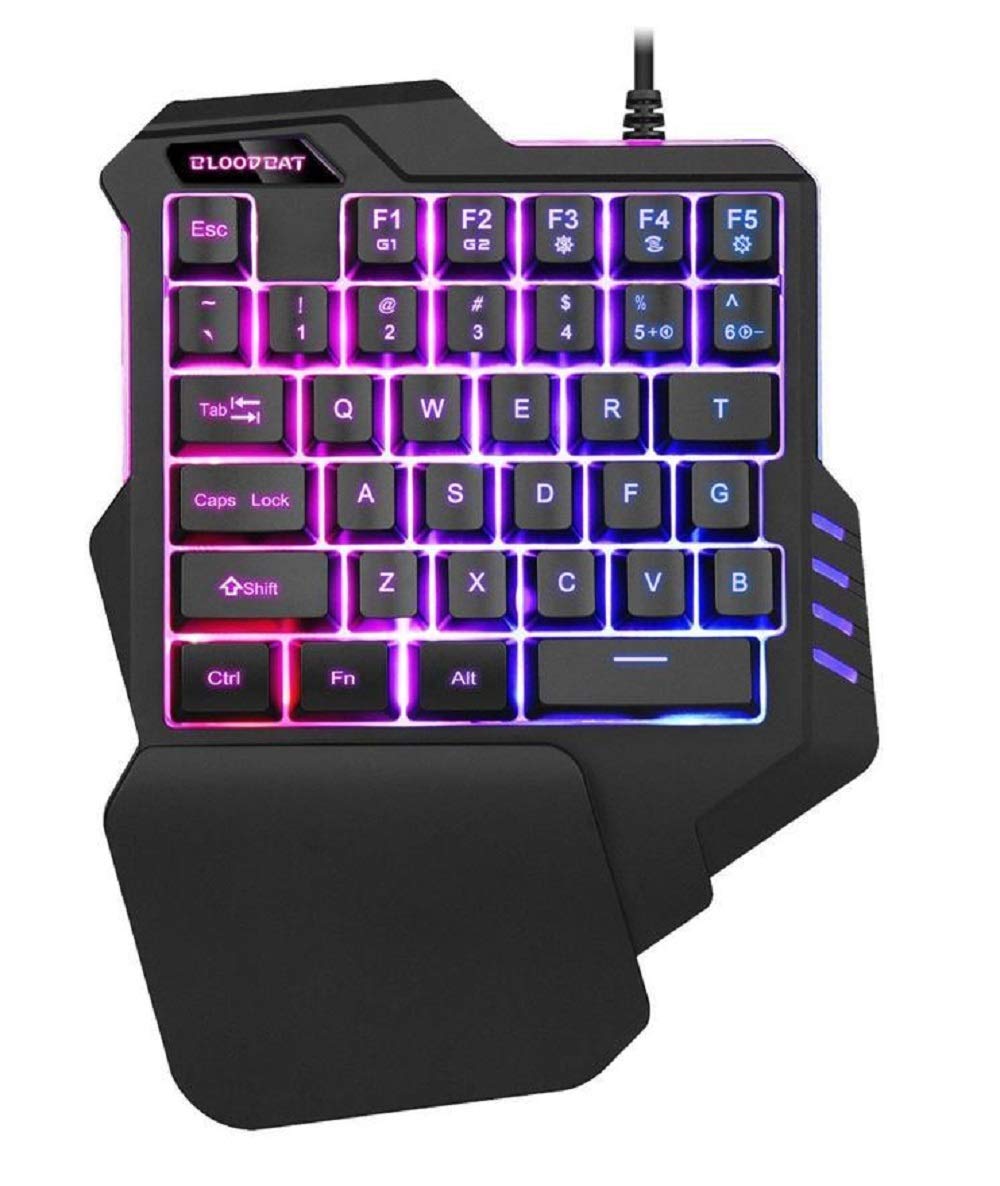 BlueFinger bloodbat One Handed Gaming Keyboard RGB Backlit 35 Keys