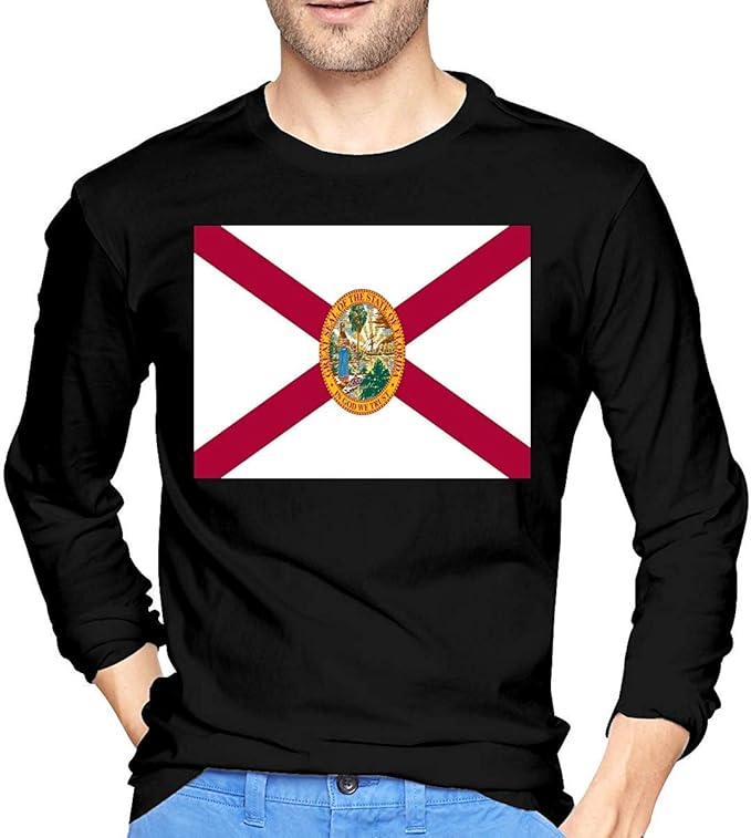 Florida Flag Men's Long Sleeve TShirt Cotton Crew Neck Shirts Amazon