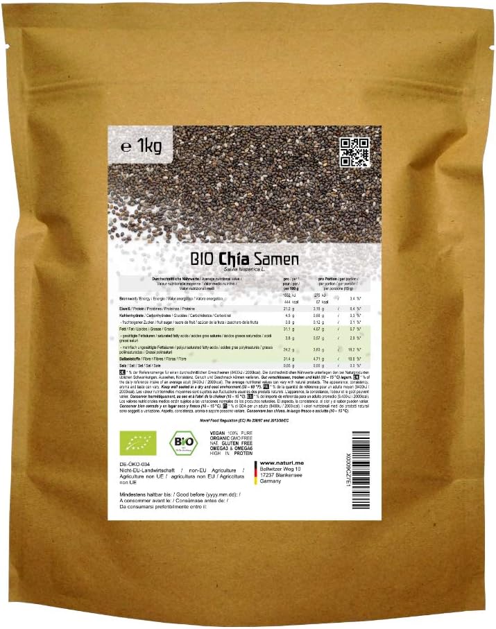 BIO las semillas de Chía («Salvia hispanica»)  1kg: Amazon.es: Alimentación y bebidas