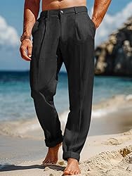 Runcati Mens Casual Pants Elastic Waist Lightweight