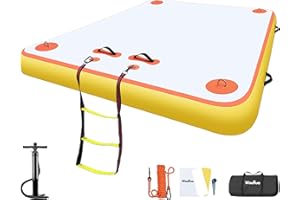 WAUFFUA Inflatable Floating Dock for Lakes, Thick and Extra Wide Lake Floats for Adults, Non-Slip Air Dock Platform with Portable Carrying Bag, Floating Platform Island for Pool Beach Ocean