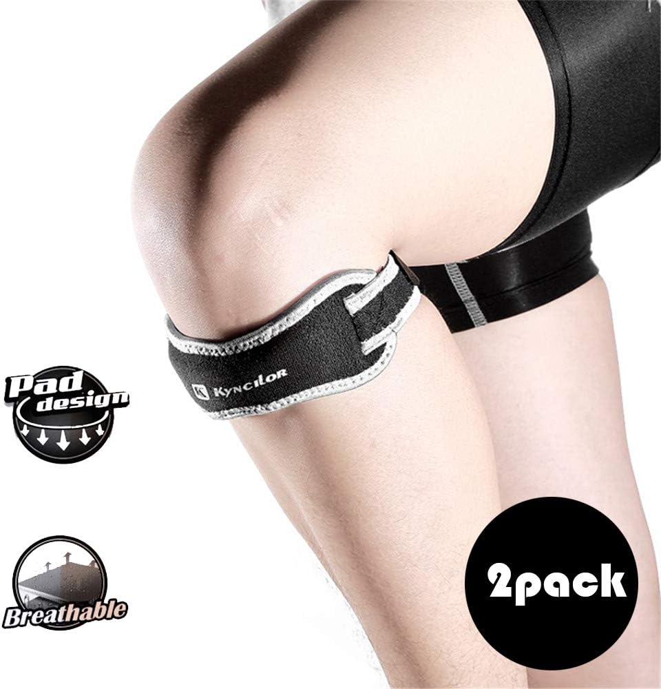 KYNCILOR Knee Pain Relief Support Brace 2-Pack, Patella Tendon Knee Strap, Adjustable Knee Support Strap with Medical Grade EVA pad Support Brace for Soccer, Running, Tennis Grey