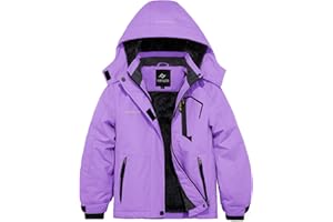 FARVALUE Girls Waterproof Skiing Jacket Windproof Winter Coat Warm Snow Coat with Removable Hood
