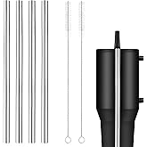 4 Pack Stainless Steel Replacement Straw for Hydrojug Traveler 32 oz, 4 Reusable Water Bottle Straws with 2 Cleaning Brush for Hydrojug Traveler Tumbler Parts Accessories, Dishwasher Safe