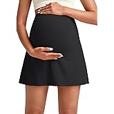 G4Free BareFeel Maternity Tennis Skirt with 2 Pockets Inner Shorts Over The Belly Stretchy Pregnancy Workout Skorts Golf