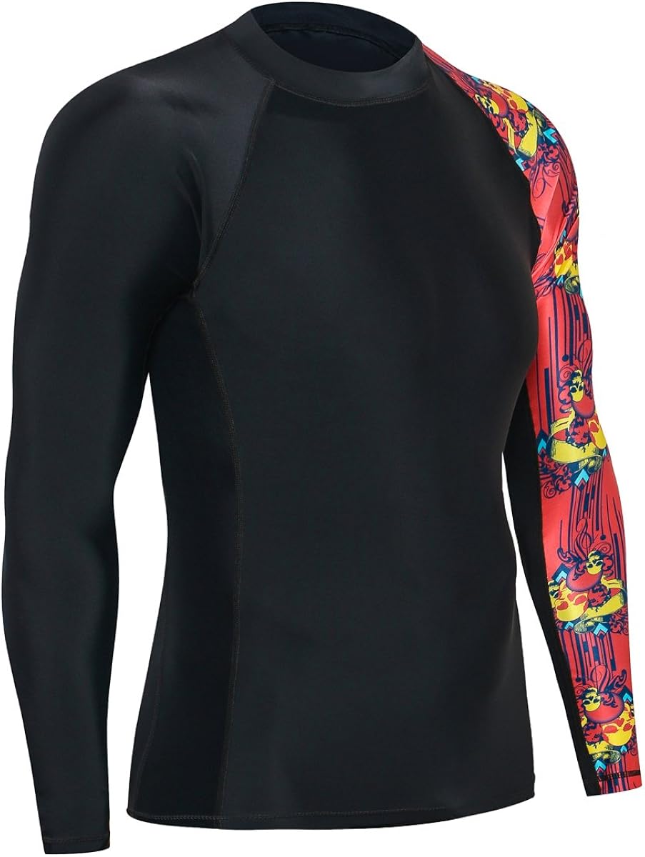 HUGE SPORTS Men's Splice UV Sun Protection UPF 50+ Skins Rash Guard Long Sleeves: Clothing