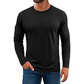 KINGFEN Men's Crewneck T-Shirt Long Sleeve Cotton Casual Pullover Basic Tee Shirts