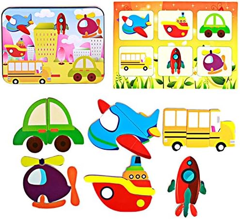 Children Kids Box Wooden Magnetic Jigsaw Puzzle Intellectual Educational Toys (Vehicle)