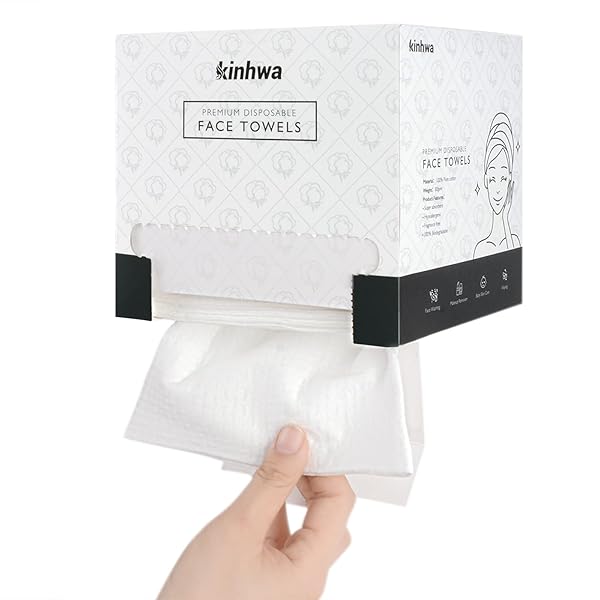 KINHWA DISPOSABLE COTTON FACE TOWELS SUPER THICK NO CHEMICAL SMELLS WIPES HYPOALLERGENIC MAKEUP REMOVER DRY SUITABLE FOR ALL SKIN TYPES INCLUDING