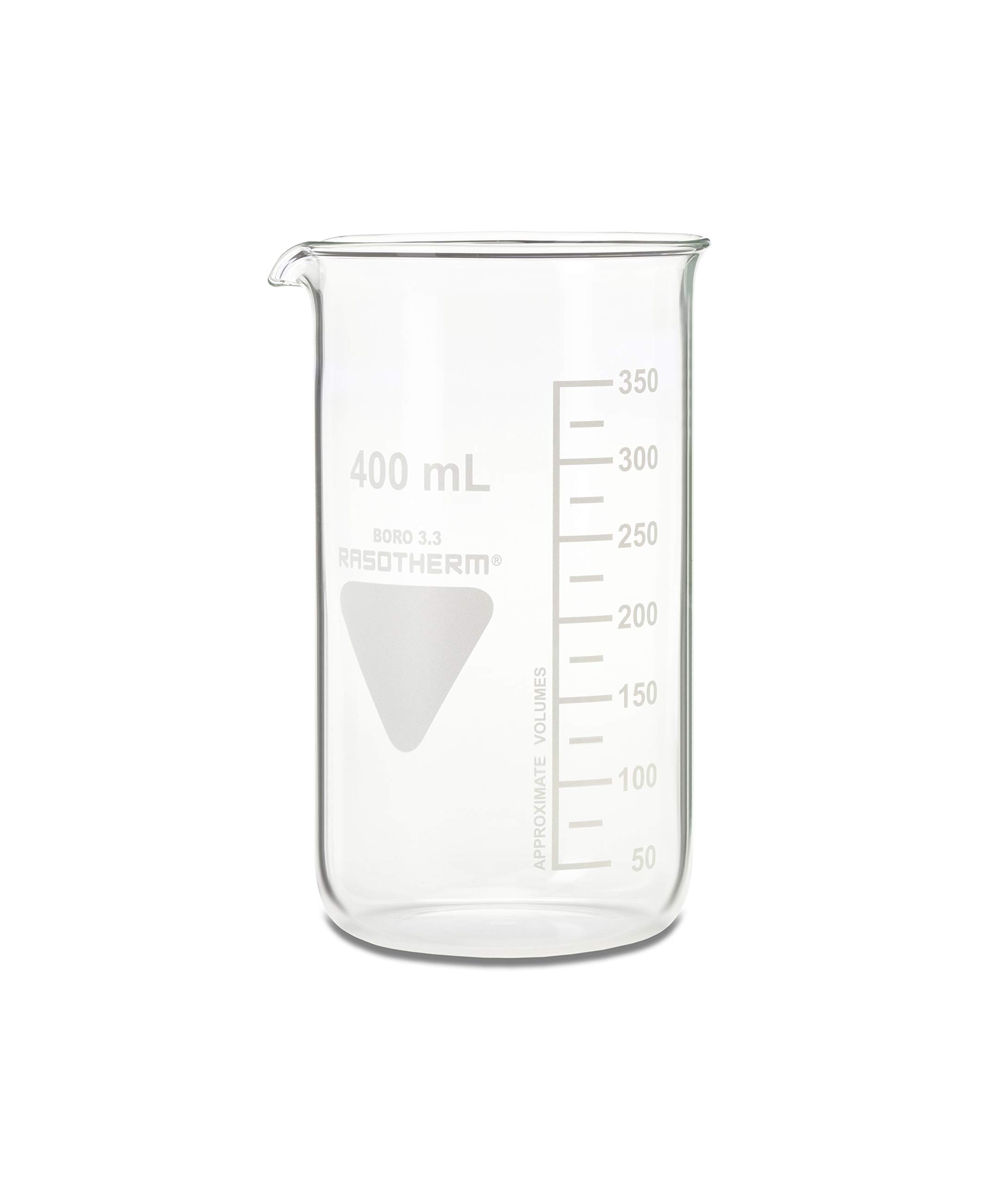 Rasotherm® tall beaker with spout, (Boro 3.3), 400 ml