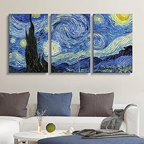3 Panel Starry Night Vincent Van Gogh x 3 Panels