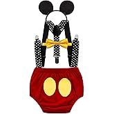 MYRISAM Infant Baby Boys Cake Smash Outfits 1st Birthday Photo Prop Costume Diaper Cover Bloomers Suspenders Bow Tie Headband
