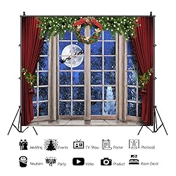 OFILA 10x8ft Christmas Window Backdrop for