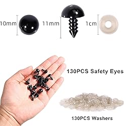 Vanblue Safety Eyes 260PCS 10mm Plastic Black Craft
