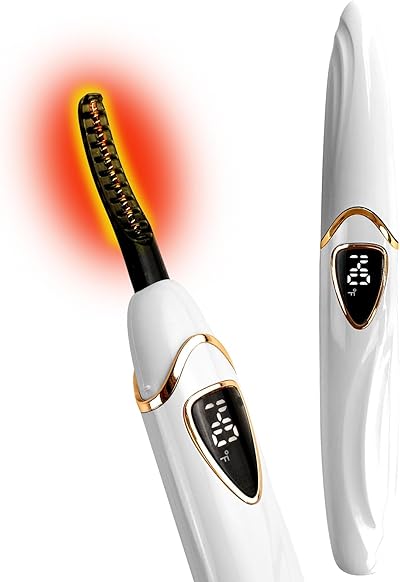 Tehoi S600 Beheizte Wimpernzange – Genaue Temperatursteuerung, intelligente automatische Abschaltung für natürliches Make-up und langanhaltende Locken (Black+Gold)