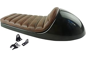 TADAFA Brown Hump Retro Motorcycle Cafe Racer Seat Vintage Style Cushion Saddle (Vintage Matte Black Base Finish,Subframe Modification is Required)