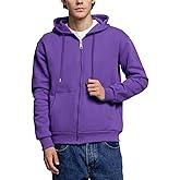 Zukela Men's Full-Zip Hooded Sweatshirt Sherpa FLeece Lining Zip-up Hoodies Heavyweight Plain Hoodie for Men M to 3XL