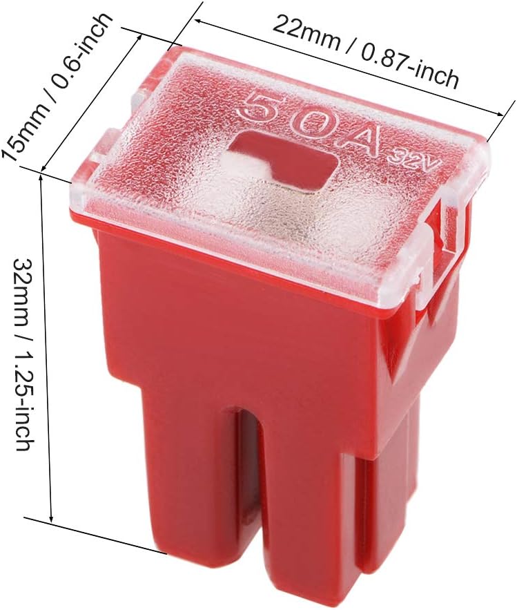 sourcing map Automotive Cartridge Fuse 32V 50A Female Terminal J Case Box for Car Truck 2pcs, 50A 2pcs - Image 3