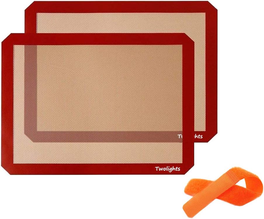 Silicone Non Stick Baking Mats 2 Pack 40 * 30cm Reusable Easy to Clean Baking Sheet BPA Free Life Guarantee Twolights