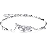 Billie Bijoux Women Silver Angel Wings Bracelet 925 Sterling Silver Adjustable Chain White Gold Plated Bracelet Gifts for Women